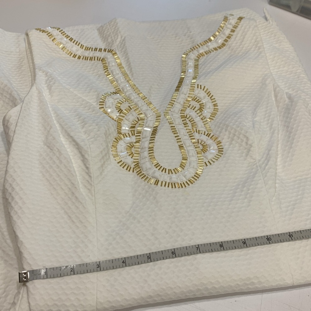 Lilly Pulitzer White cotton white gold and white embellishments size 8 - Picture 8 of 11